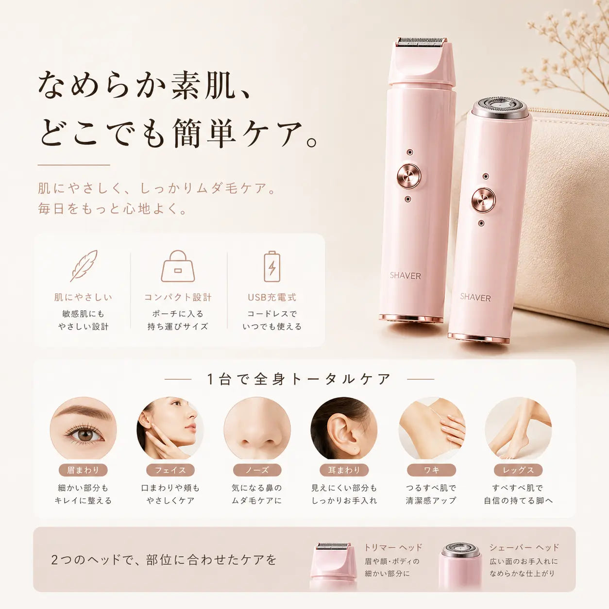 Noreva SilkTouch™ 2in1 レディースシェーバー